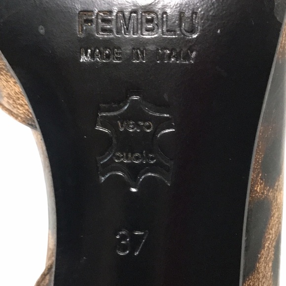 FEMBLU Leopard Leather Open Toe Heels - Picture 11 of 11